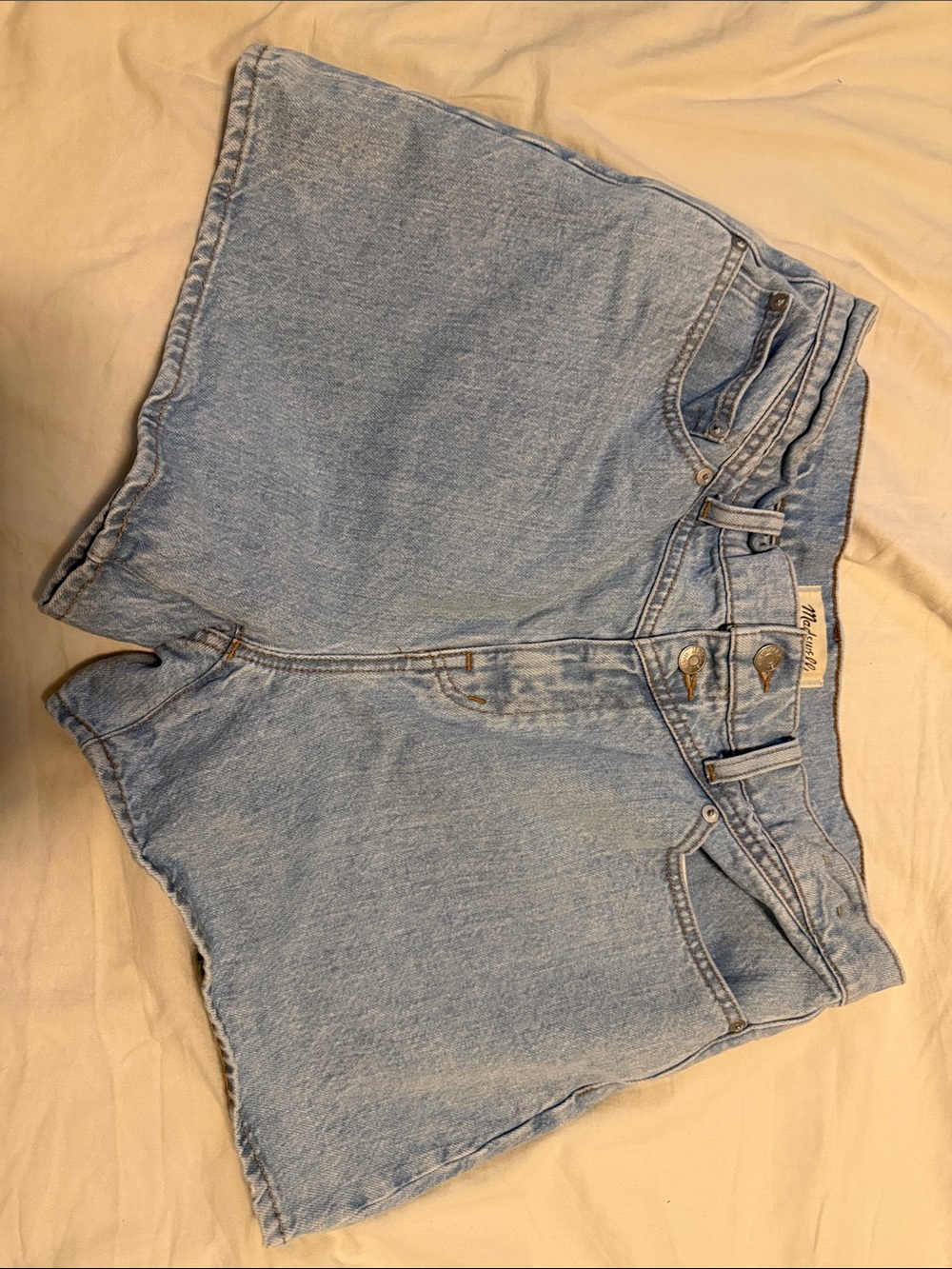 Madewell Light Blue High-Rise Denim Shorts